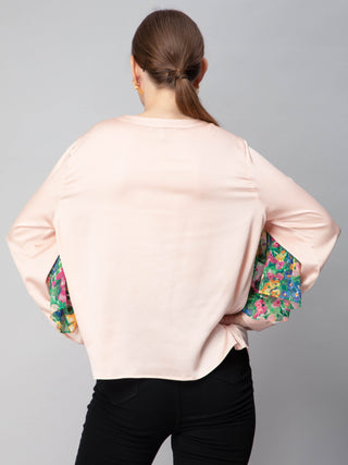 Floral Print Ruffles Shirt-W