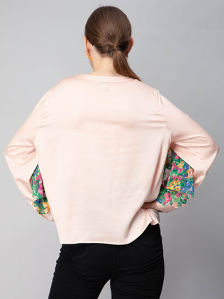 Floral Print Ruffles Blouse