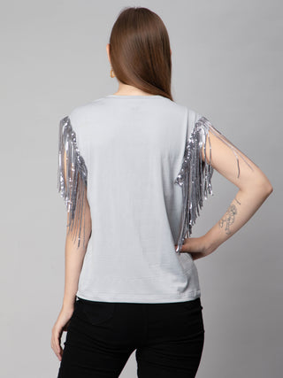 Twist Front Fringe Top