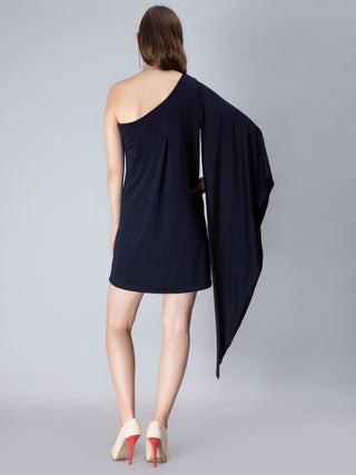 One Shoulder Draped Mini Dress