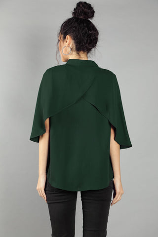 Collar Clip Cape Blouse-W