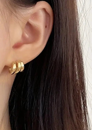 Gold-Plated Multi-Layer Circle Stud Earring