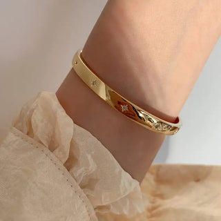 Gold-Plated Zirconia Bangle Bracelet