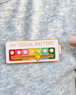 Viral Social Battery Sliding Mood Brooch-W