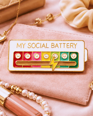 Viral Social Battery Sliding Mood Brooch-W