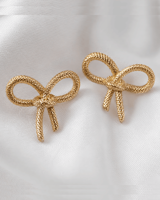 Golden Small Bow Knot Stud Earring-W