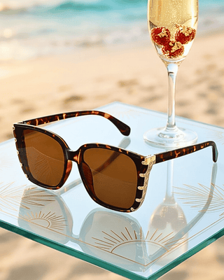 Summer Square Leopard Print Frame Brown Lens Sunglass-W