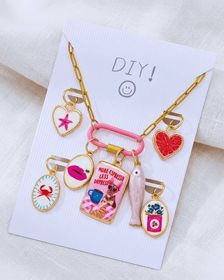 Pre-Order DIY Expresso Dog Charms Paperclip Necklace Pink-W