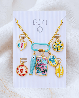 Pre-Order DIY Italy Fish Charms Paperclip Necklace Blue-W