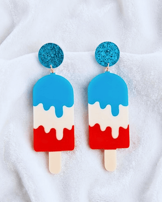 Patriotic Ice Cream Popsicle Dangle Earrings-W