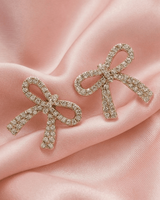Zircon Small Bow Stud Earring-W