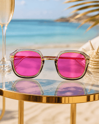 Summer Oval Transparent Frame Pink Lens Sunglass-W