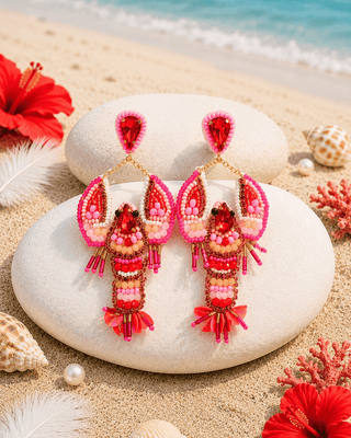 Summer Pink Sunglass & Lobster Handmade Earring Combo-W