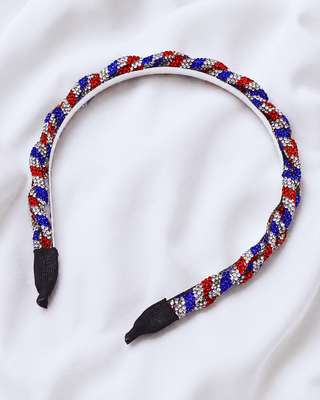 Patriotic Rhinestone Braided Headband-W