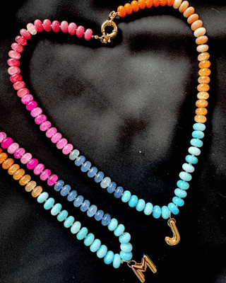 Pre-Order Glass Beaded Initial Letter Colorful Necklace-W