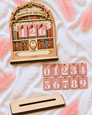 Vintage Book Reading Tracker Wooden-W
