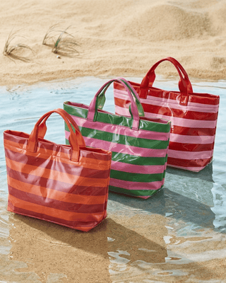 Paloma Beach Striped Tote Large PVC Waterproof Bags-W