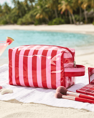 PVC Waterproof Striped Beach Make Up Bags-W