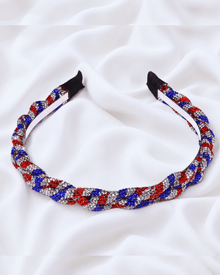 Patriotic Rhinestone Braided Headband-W