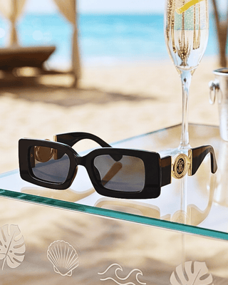 Summer Rectangular Black Frame Temple & Lens Sunglass-W