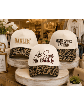 Pre-Order Embroidered Animal Print Cotton Curved Brim Caps-W
