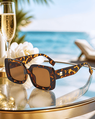 Summer Square Leopard Print Wide Frame Brown Lens Sunglass-W