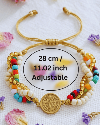 Faith Jesus Charm Adjustable Beads Bracelet Multicolor-W