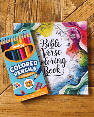Faith Bible Verse Coloring Books with Colored Pencils-W