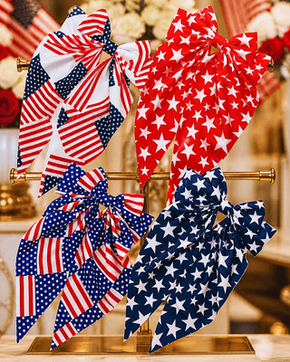 Patriotic Hair Bow Tie(Set of 4)-W