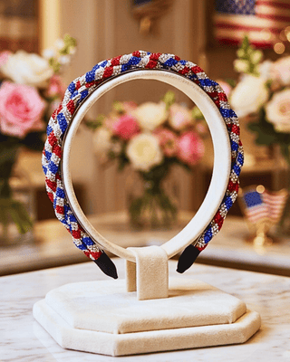 Patriotic Rhinestone Braided Headband-W