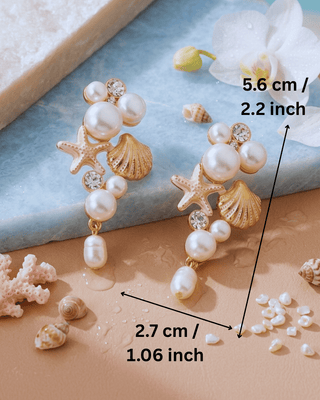 Boho Seashell Pearl Earring and Necklace Set-W