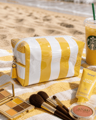 PVC Waterproof Wide Stripe Beach Makeup Bags-W
