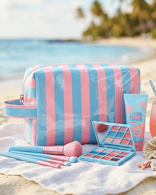 Paloma Blue & Pink Stripe Waterproof Beach Bags-W