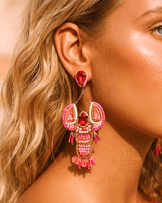 Summer Pink Sunglass & Lobster Handmade Earring Combo-W