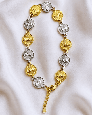 Faith Virgin Mary Adjustable Duo-Tone Coin Bracelet-W