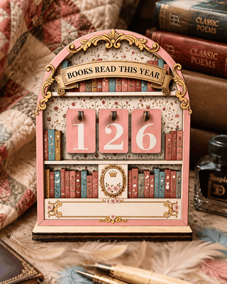 Vintage Book Reading Tracker Wooden-W
