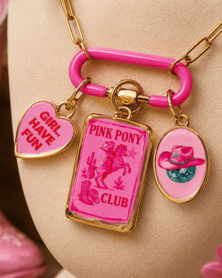 Pre-Order Pony Club Charms Paperclip Necklace Hot Pink-W