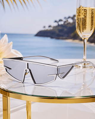 Summer Metallic Frame Lens & Temple Cat-Eye Sunglass-W