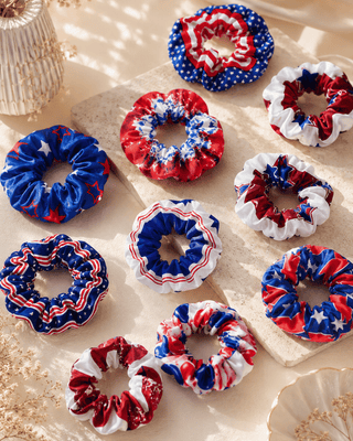 Patriotic Stars & Stripes Assorted Satin Scrunchies-W