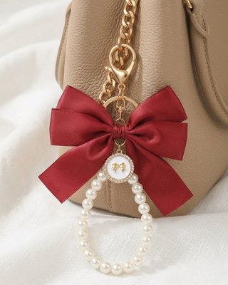 Bow Pearl Wristlet Keychain/Bag charm Lanyard Set of 2-W
