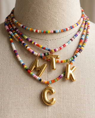 Pre-Order Multicolor Small Bead Initial/Letter Necklace-W