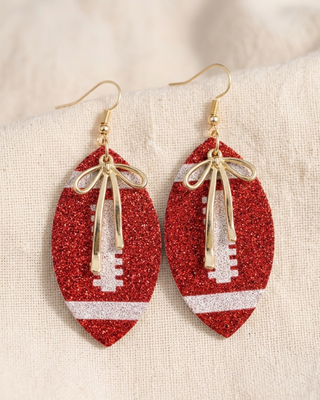 Football & Bow Homecoming Dangle Earrings-W