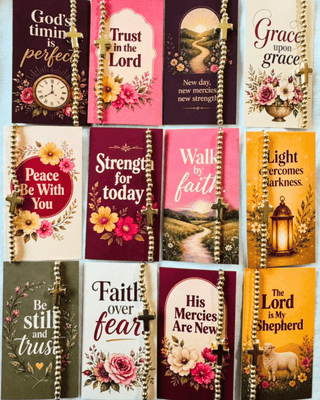 Golden Stretchy Cross Bracelet On Fall Color Faith Scripture Card -W