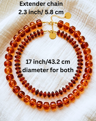 Fall Beaded Adjustable Necklaces Coffee Amber-W