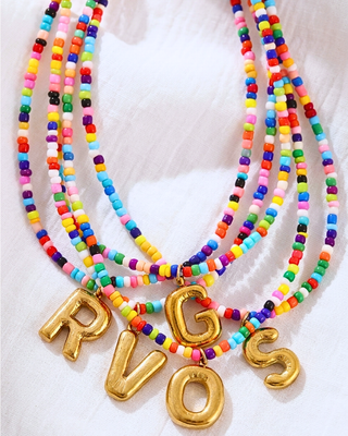Pre-Order Multicolor Small Bead Initial/Letter Necklace-W
