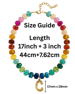 Multicolor Chunky Bead Initial/Letter Necklace-W