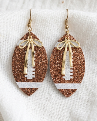 Football & Bow Homecoming Dangle Earrings-W