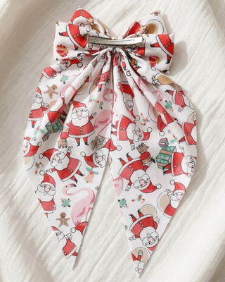 Christmas Santa & Flamingo Hair Bow Clips Set of 2-W
