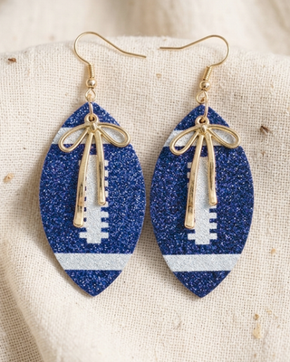 Football & Bow Homecoming Dangle Earrings-W