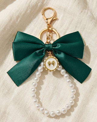 Bow Pearl Wristlet Keychain/Bag charm Lanyard Set of 2-W